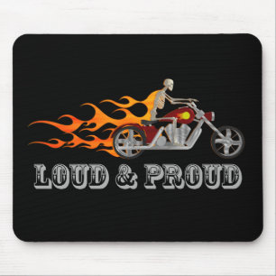 Loud & Proud: Skeleton Biker & Flames: Mousepad