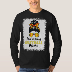 Loud & Proud Softball Mama Leopard Bleached Messy  T-Shirt