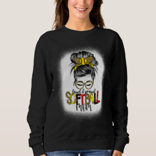 Loud & Proud Softball Mom Messy Bun Leopard Mother Sweatshirt