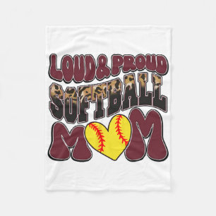 Loud Proud Softll Mom Maroon Team Leopard Softll M Fleece Blanket