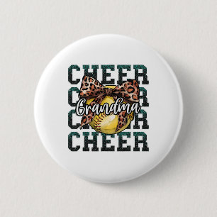 Loud Proud Sport Softll Cheer Grandma Leopard Bow  6 Cm Round Badge