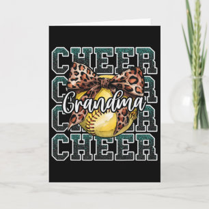 Loud Proud Sport Softll Cheer Grandma Leopard Bow Card