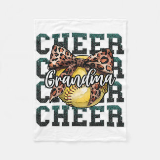 Loud Proud Sport Softll Cheer Grandma Leopard Bow Fleece Blanket
