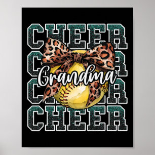 Loud Proud Sport Softll Cheer Grandma Leopard Bow  Poster