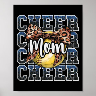 Loud Proud Sport Softll Cheer Mum Mama Leopard Bow Poster