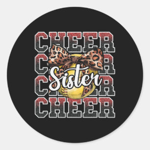 Loud Proud Sport Softll Cheer Sister Leopard Bow R Classic Round Sticker