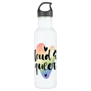 Loud & Queer Watercolor Heart 710 Ml Water Bottle