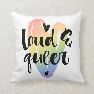 Loud & Queer   Watercolor Heart Cushion