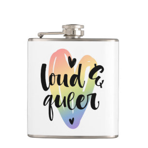 Loud & Queer Watercolor Heart Hip Flask