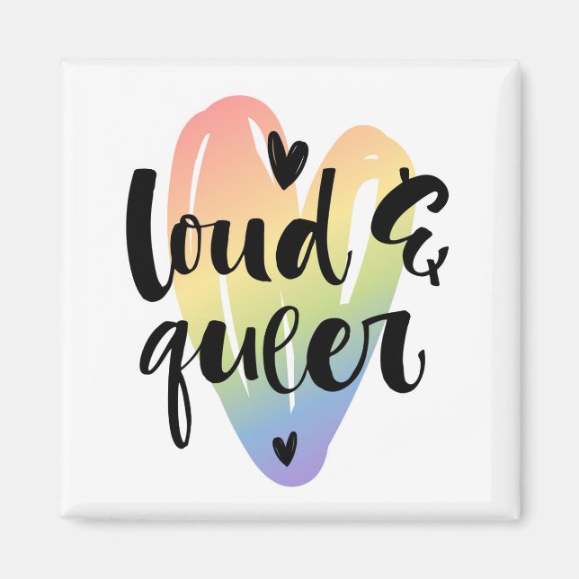 Loud & Queer | Watercolor Heart Magnet (Front)