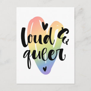 Loud & Queer   Watercolor Heart Postcard