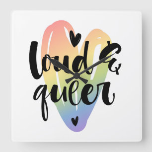 Loud & Queer Watercolor Heart Square Wall Clock