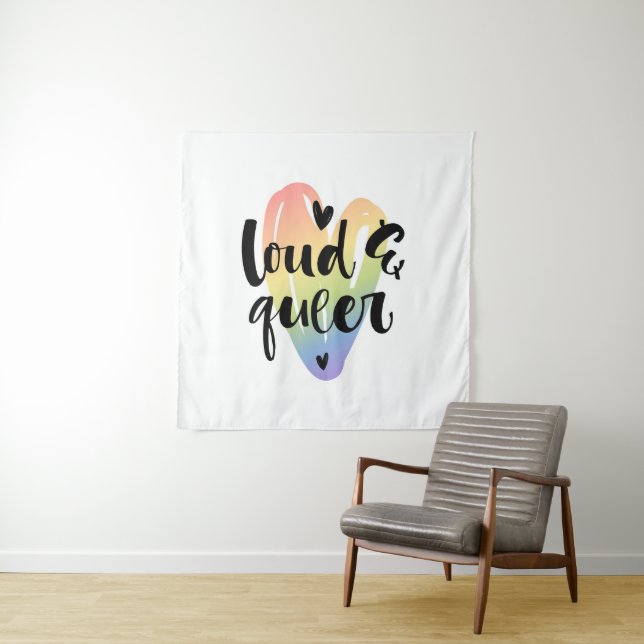 Loud & Queer | Watercolor Heart Tapestry (In Situ)