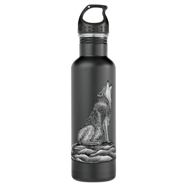 Loud Wolf Howling At The Moon 710 Ml Water Bottle (Front)