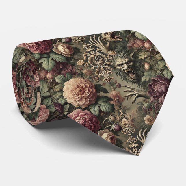 Louder than Blooms – Gothic Victorian Square Tie (Rolled)