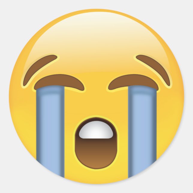 Loudly Crying Face Emoji Classic Round Sticker (Front)