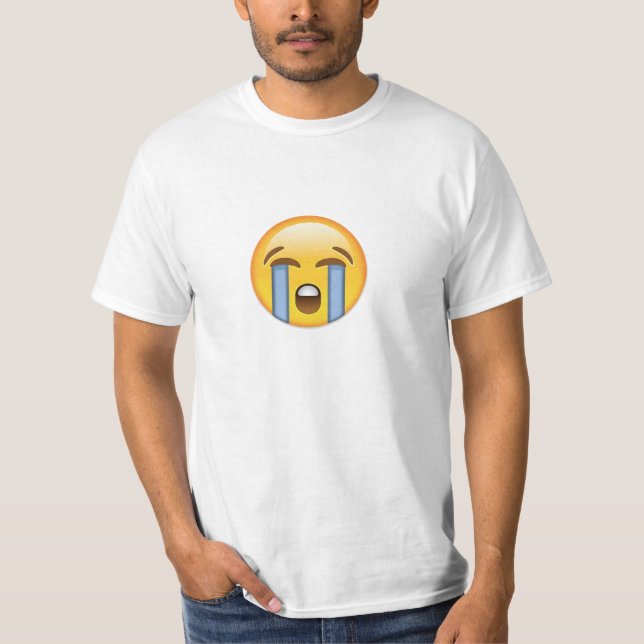 Loudly Crying Face Emoji T-Shirt (Front)