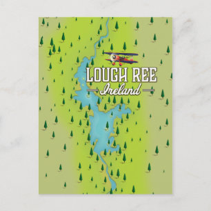 Lough Ree Ireland Vintage Map. Postcard