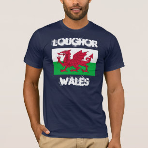 Loughor, Wales with Welsh flag T-Shirt