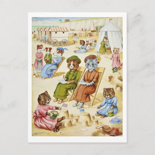 Loui Wain, Cats at the Beach, Holiday Postcard