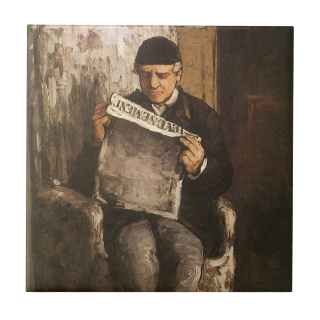 Louis Auguste Cezanne Father Of The Artist Reading Ceramic Tile (Front)