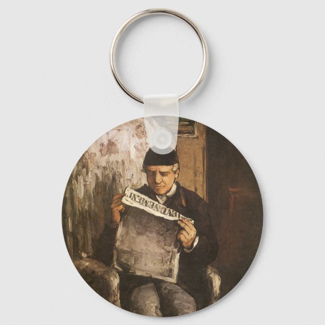 Louis Auguste Cezanne Father Of The Artist Reading Key Ring (Front)