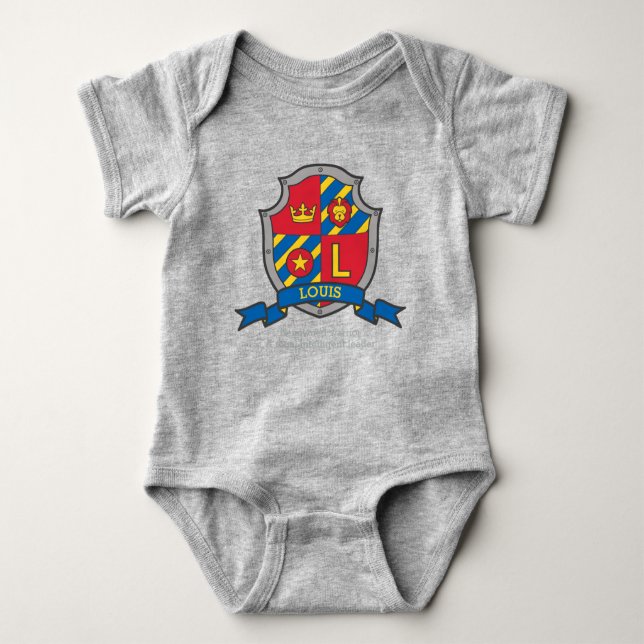 Louis boys L name & meaning boys coats of arms Baby Bodysuit (Front)