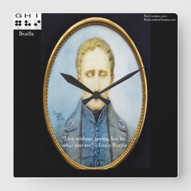Louis Braille Famous Quote Square Wall Clock (Front)