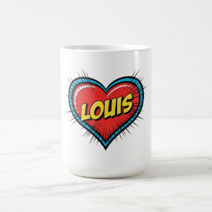 Louis Comic Pop Art Heart Name Coffee Mug