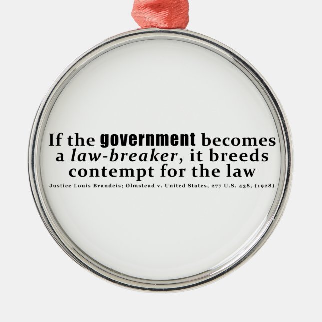 Louis D. Brandeis Olmstead v United States (1928) Metal Ornament (Front)