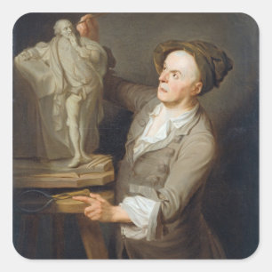 Louis-Francois Roubiliac (1695-1762) Modelling his Square Sticker