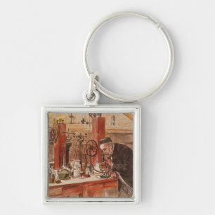 Louis Pasteur experimenting Key Ring