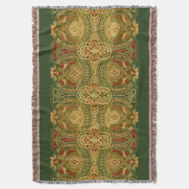 Louis Sullivan Upper Beam Stencil Pattern Throw Blanket (Front Vertical)