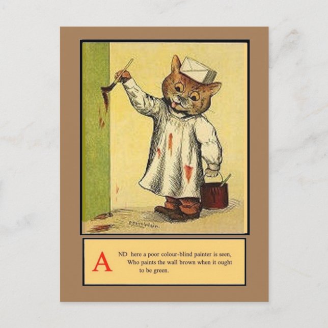 Louis Wain, Alphabet A Cat, Art Postcard (Front)