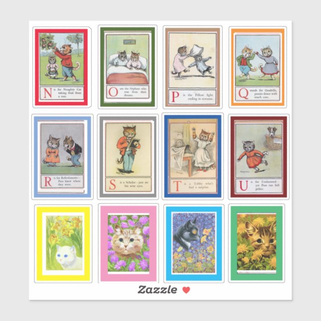 Louis Wain Alphabet Cats (N-U)  (Sheet)