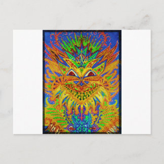 Louis Wain - Blue Paisley Cat Postcard