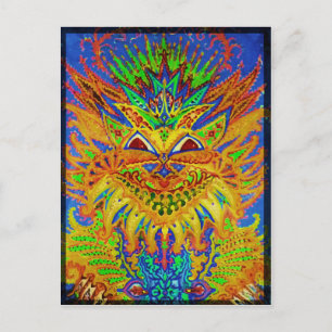 Louis Wain - Blue Paisley Cat Postcard