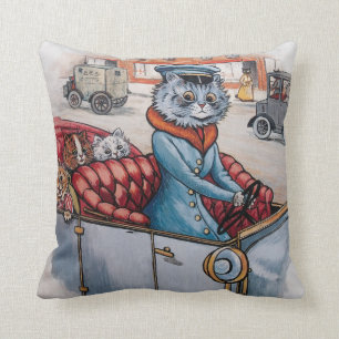 Louis Wain - Cat Chauffeur with Kittens Cushion