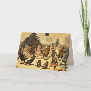 LOUIS WAIN CAT CHRISTMAS PARTY Greeting Card
