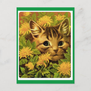 Louis Wain,Cat in Flowers, Art Postcard
