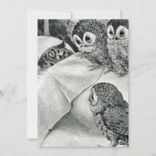 Louis Wain Cat Nightmare Owl Bird Invitation