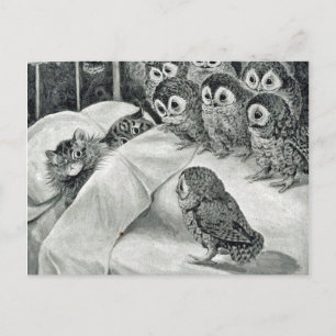 Louis Wain Cat Nightmare Owl Bird Postcard