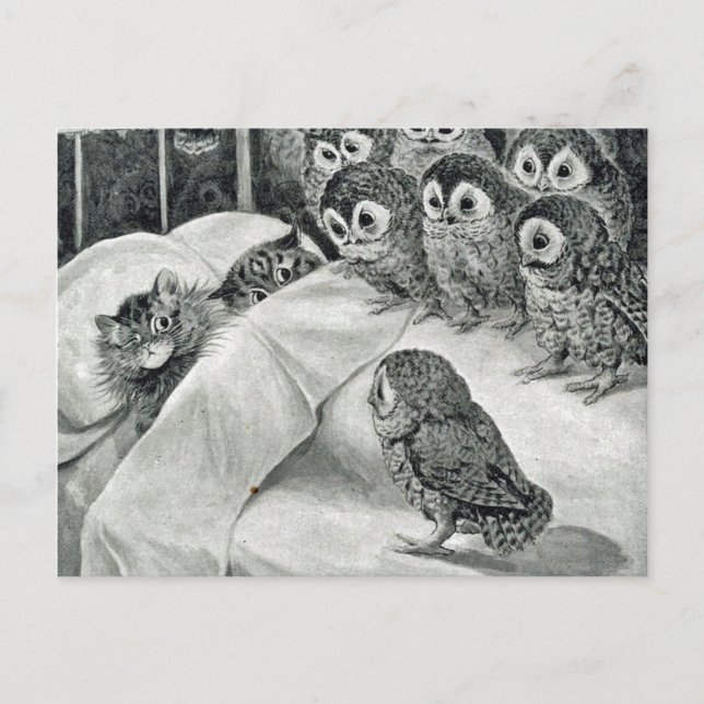 Louis Wain Cat Nightmare Owl Bird Postcard (Front)