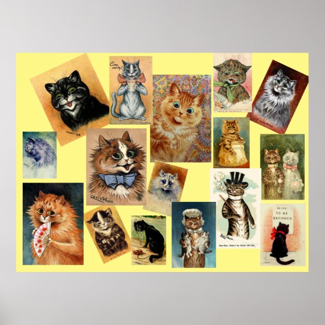 Louis Wain Cat Paintings Poster (Front)