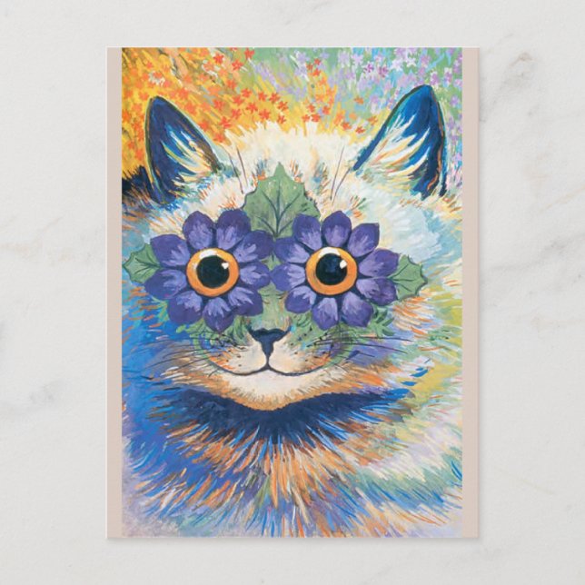 Louis Wain, Cat with Flower-Decorated Eyes, Postcard (Front)
