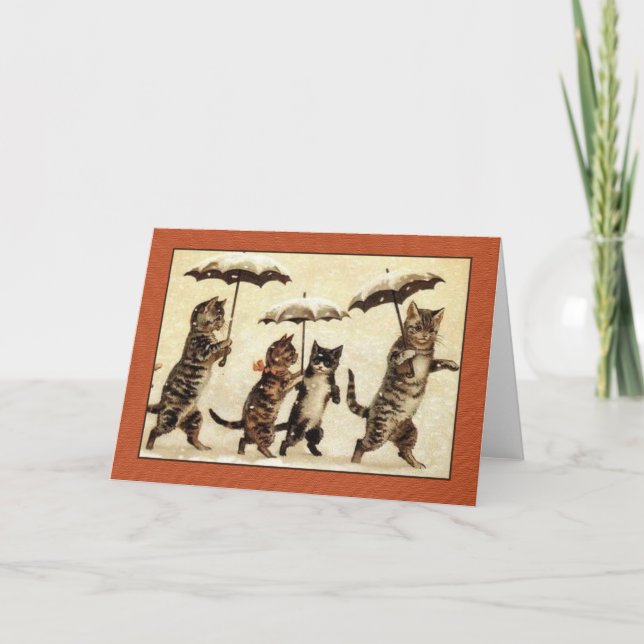 Louis Wain Cats with Umbrellas Greeting Card (Front)