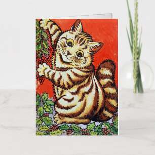 Louis Wain Christmas Cat Folded Foil Holiday Card