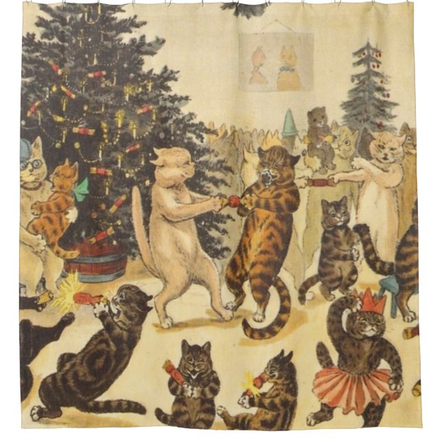 Louis Wain Christmas Party Shower Curtain (Front)