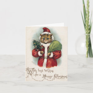 Louis Wain Christmas Santa Cat Holiday Card