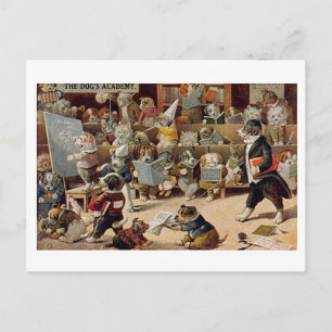 Louis Wain, Dog Academy, Holiday Postcard